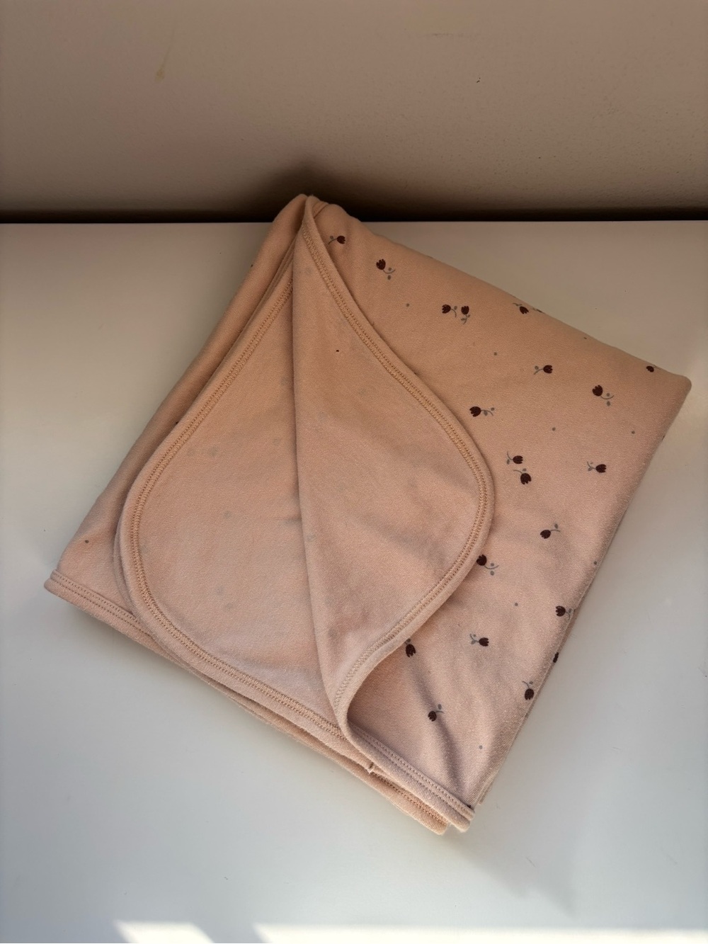 QUINCY MAE blush pink floral swaddle blanket